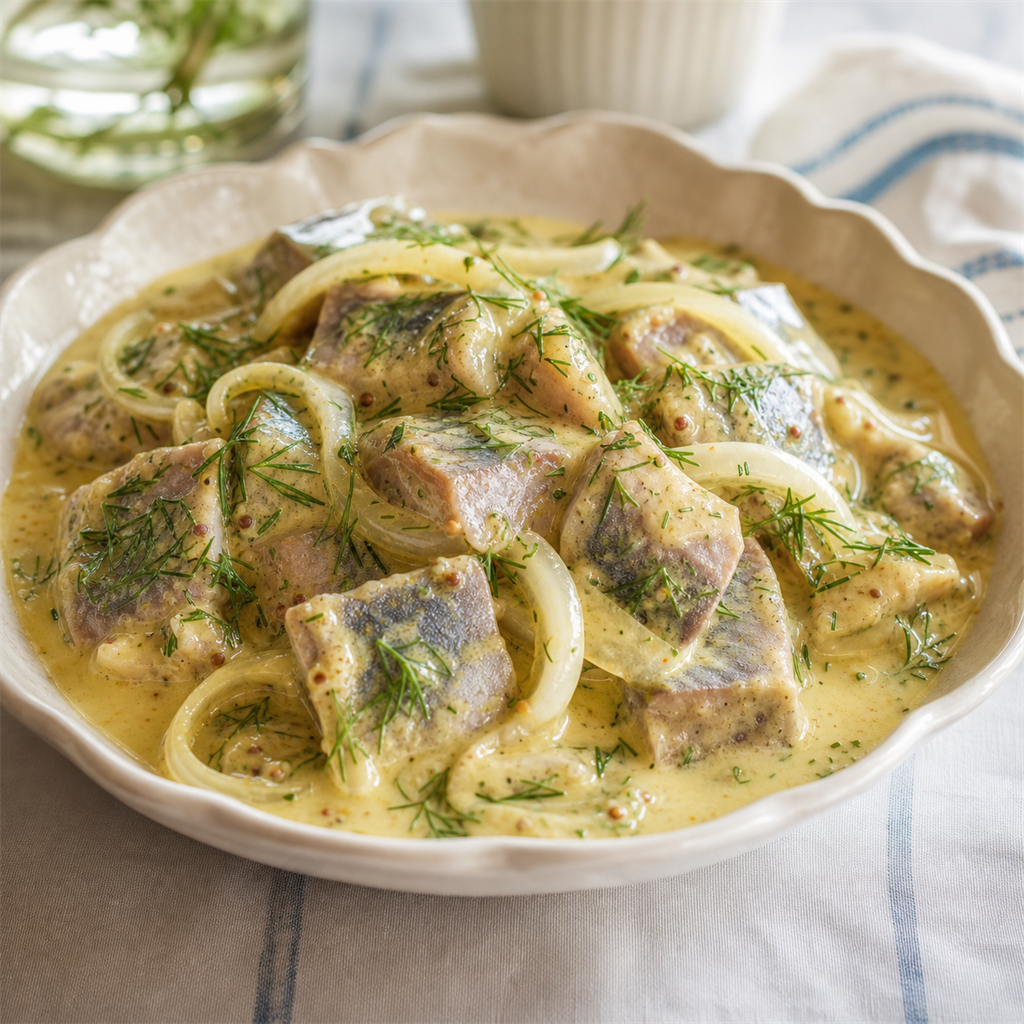 Creamy Swedish mustard herring