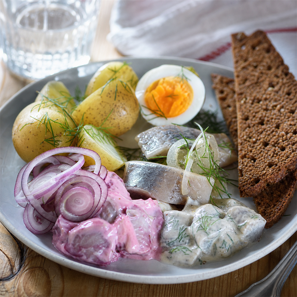Swedish pickled-herring platter